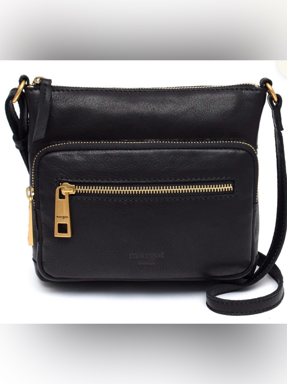 Margot Peyton Black Genuine Leather Crossbody Bag NWOT